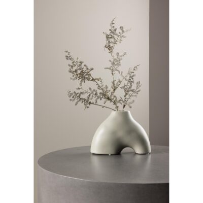 lichtgrijze keramische vaas 15 cm afbeelding 6