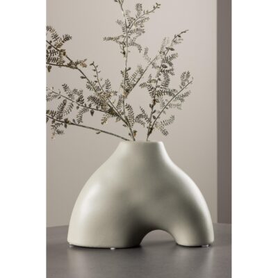 lichtgrijze keramische vaas 15 cm afbeelding 5