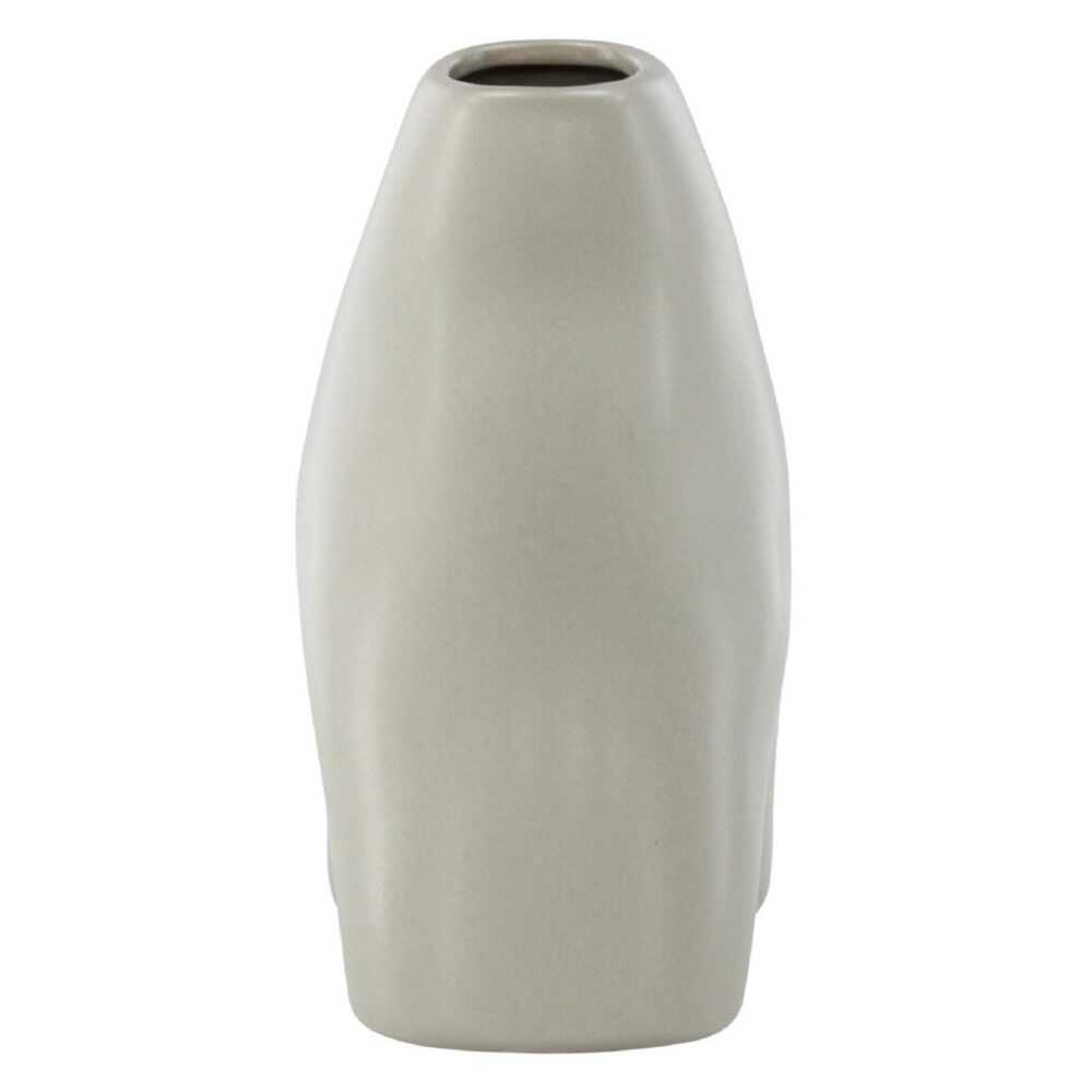 lichtgrijze keramische vaas 15 cm afbeelding 4