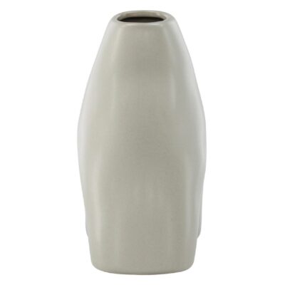 lichtgrijze keramische vaas 15 cm afbeelding 4