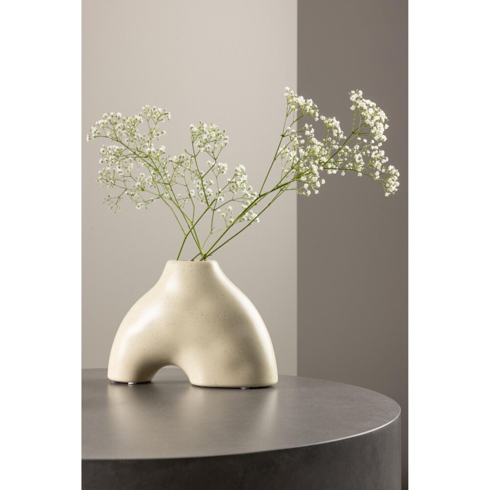beige keramische vaas 15 cm afbeelding 6