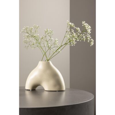 beige keramische vaas 15 cm afbeelding 6