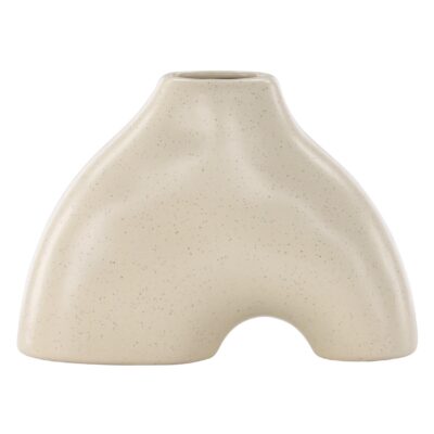 beige keramische vaas 15 cm afbeelding 1
