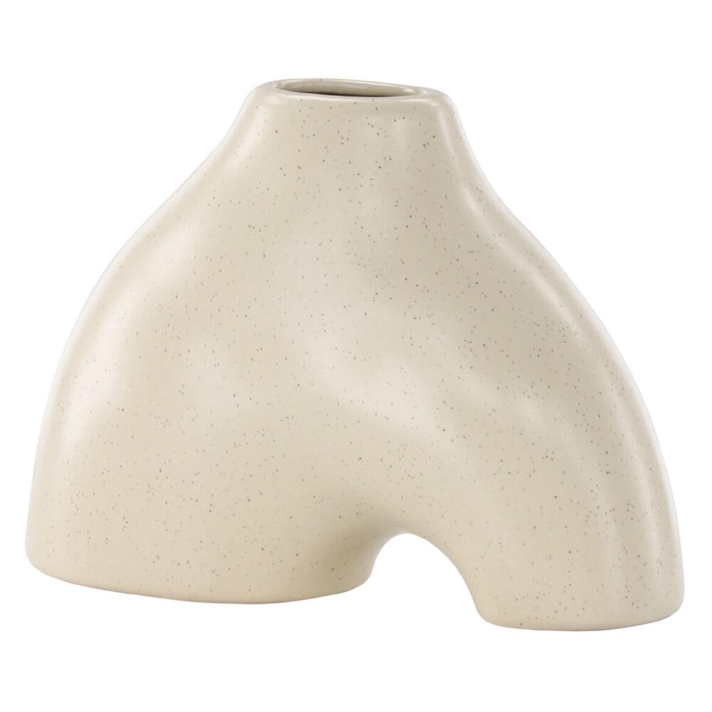 beige keramische vaas 15 cm afbeelding 2