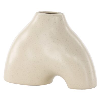 beige keramische vaas 15 cm afbeelding 2