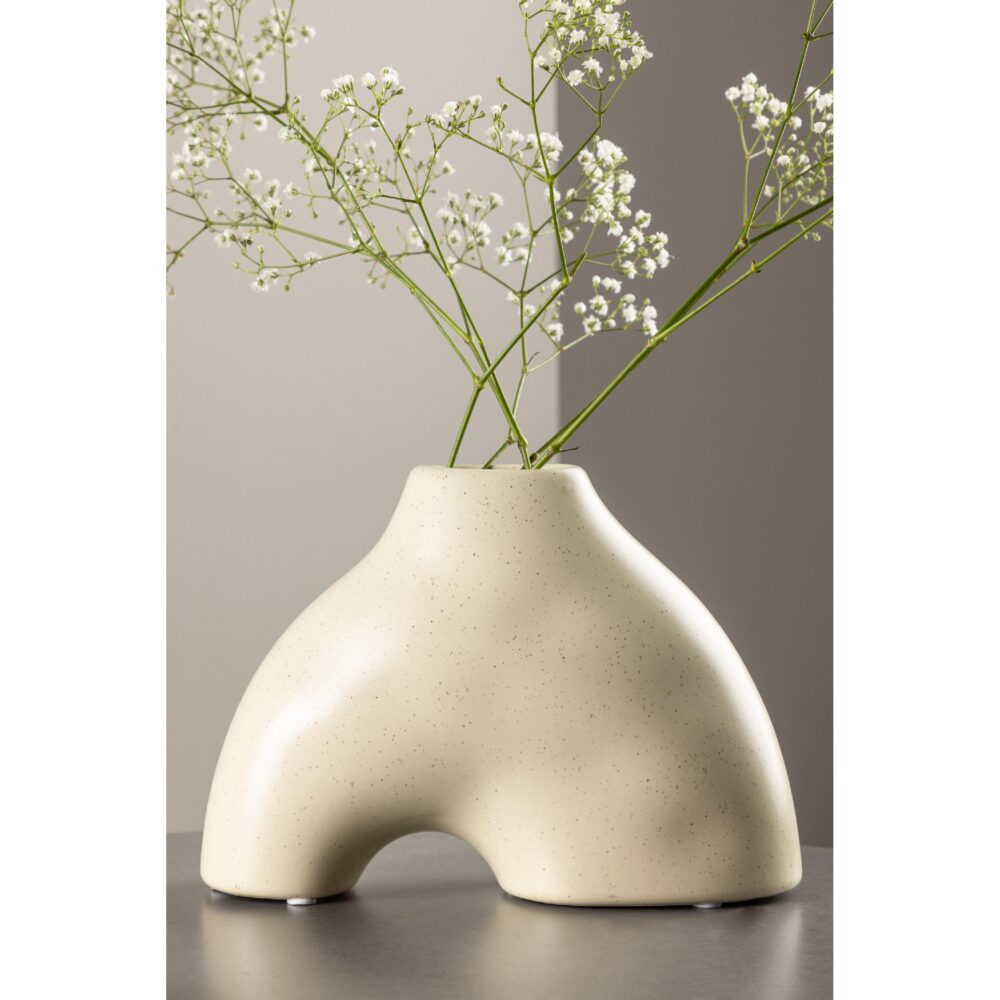 beige keramische vaas 15 cm afbeelding 5