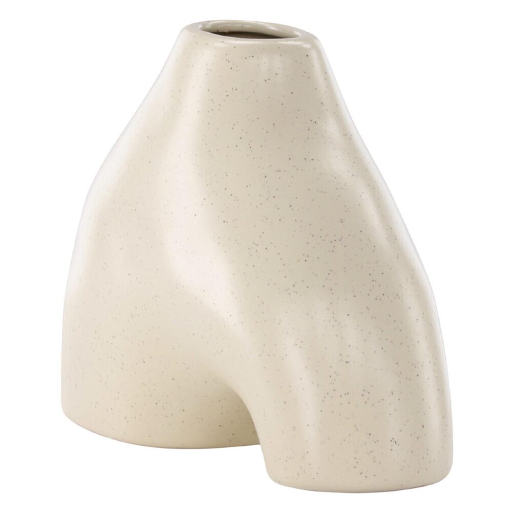 beige keramische vaas 15 cm afbeelding 3