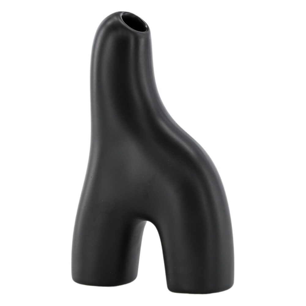 zwarte keramische vaas 16 cm afbeelding 2