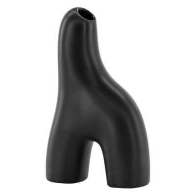 zwarte keramische vaas 16 cm afbeelding 2