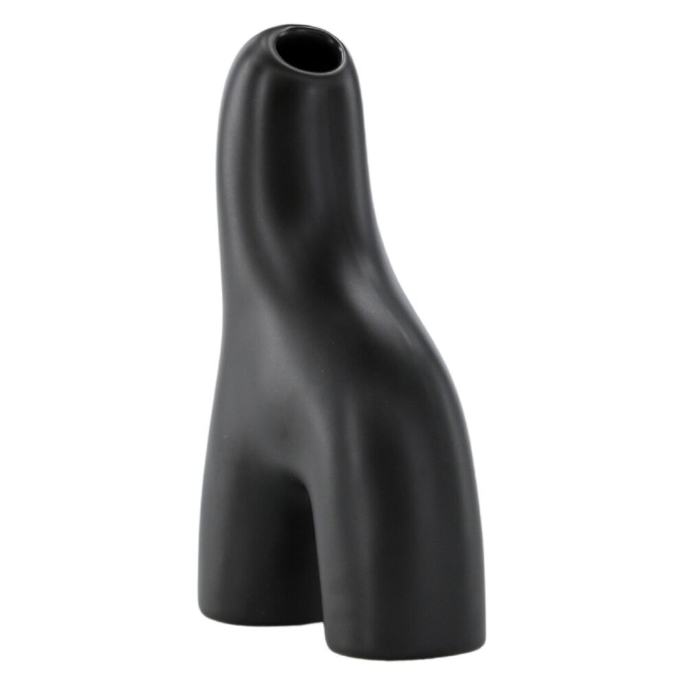 zwarte keramische vaas 16 cm afbeelding 3