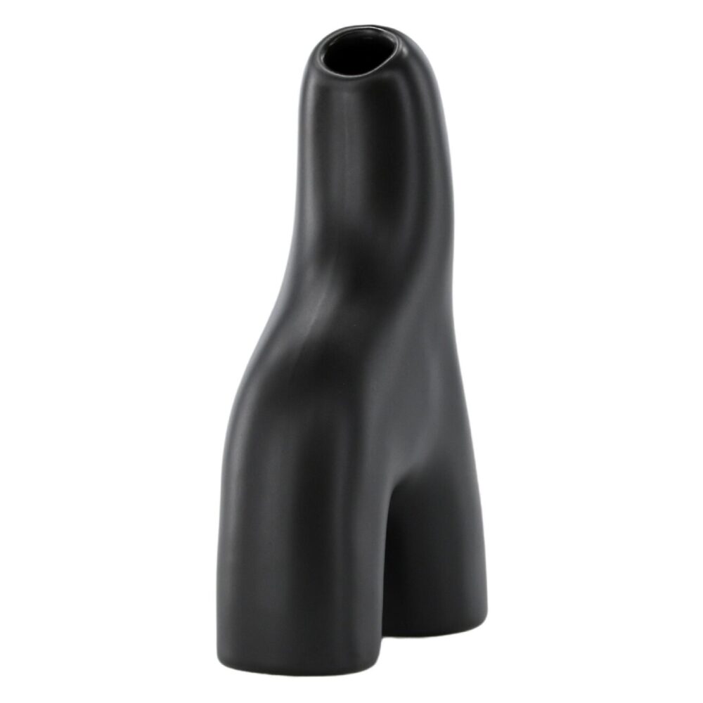 zwarte keramische vaas 16 cm afbeelding 5