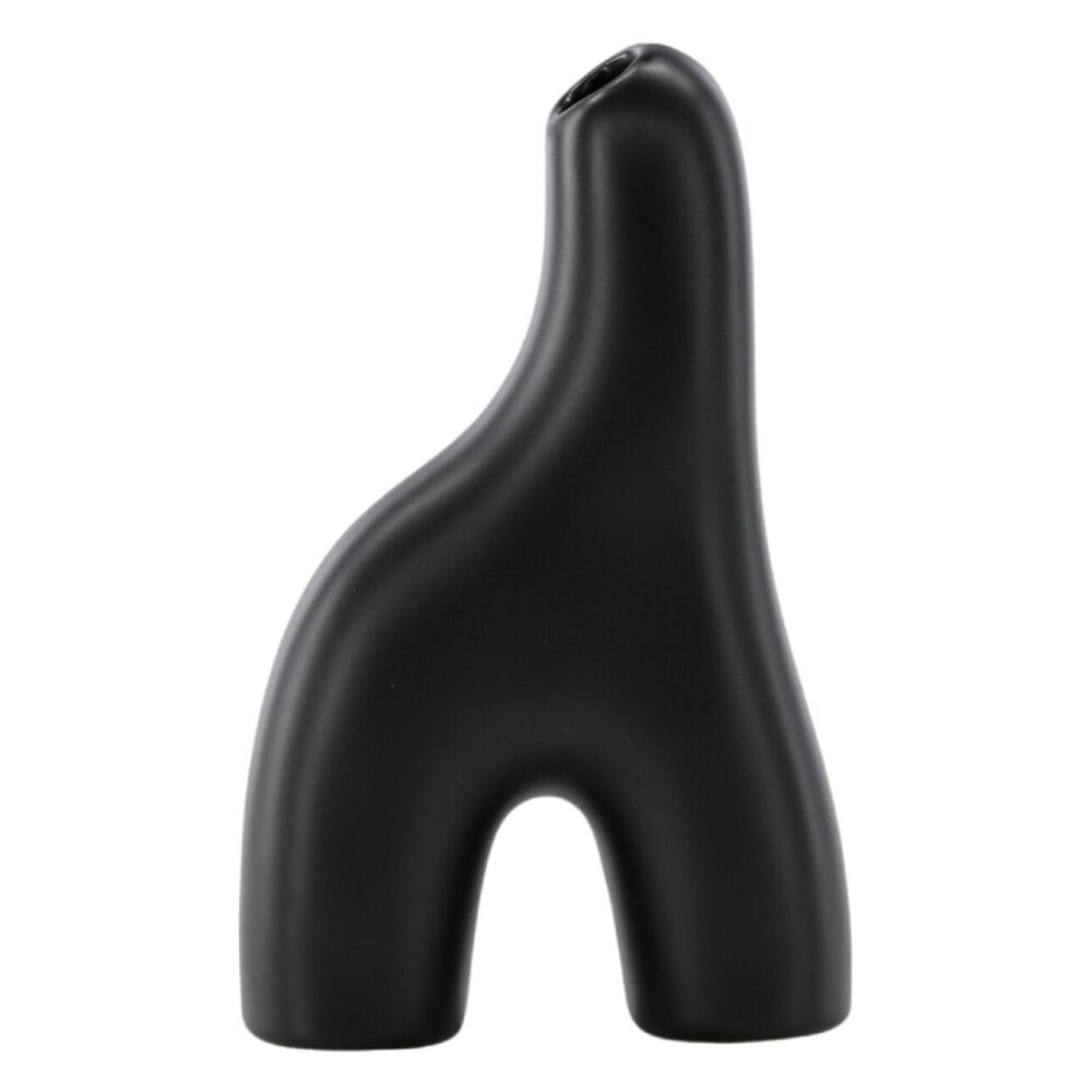 zwarte keramische vaas 16 cm afbeelding 7