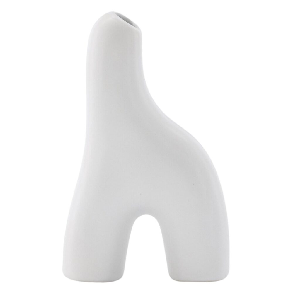 witte keramische vaas 16 cm afbeelding 1