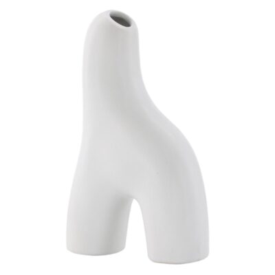 witte keramische vaas 16 cm afbeelding 2