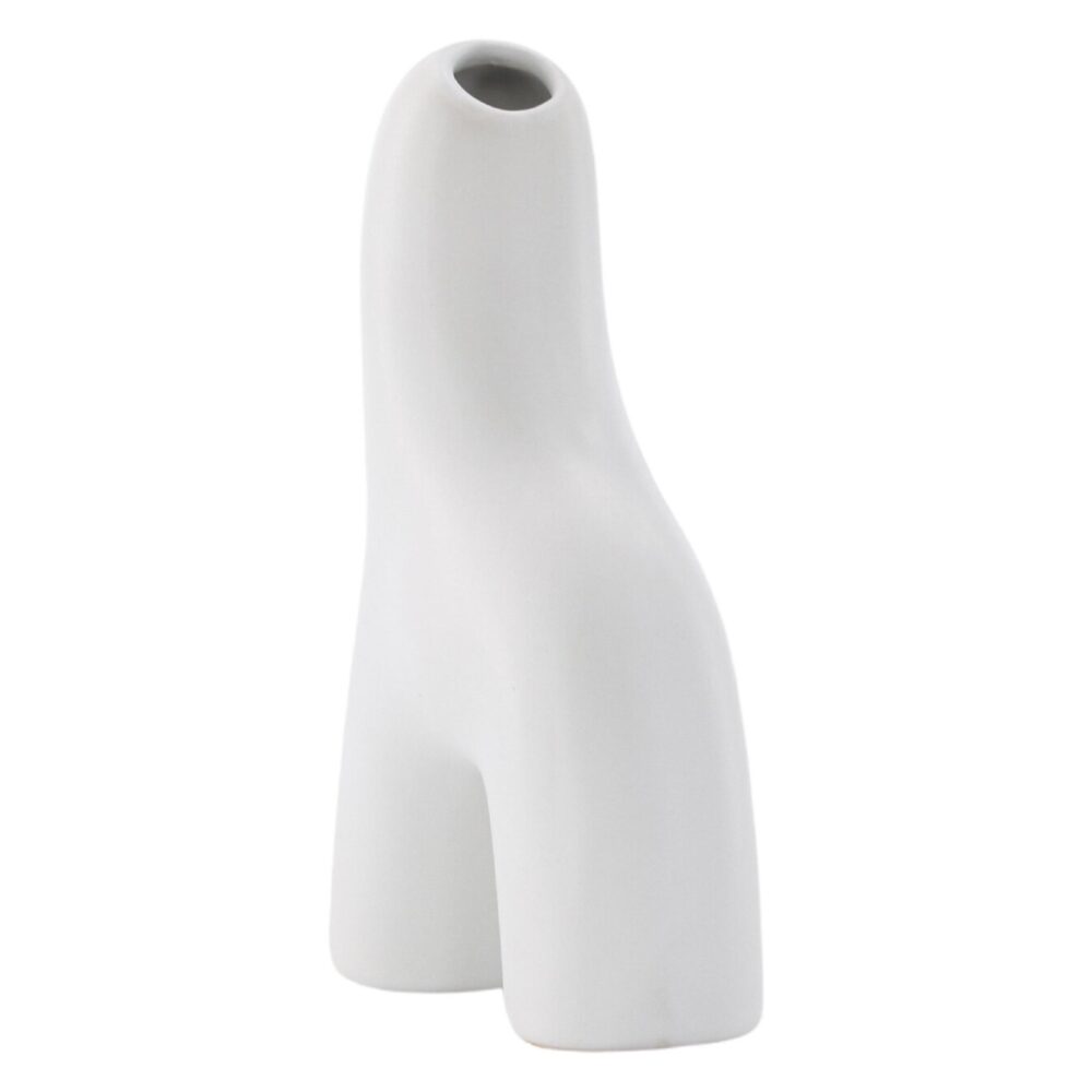 witte keramische vaas 16 cm afbeelding 3