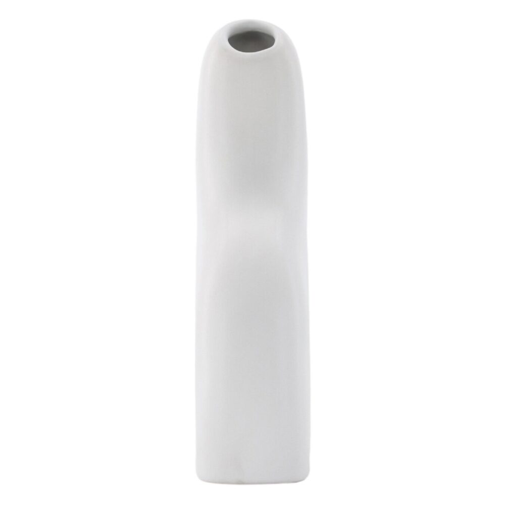 witte keramische vaas 16 cm afbeelding 4