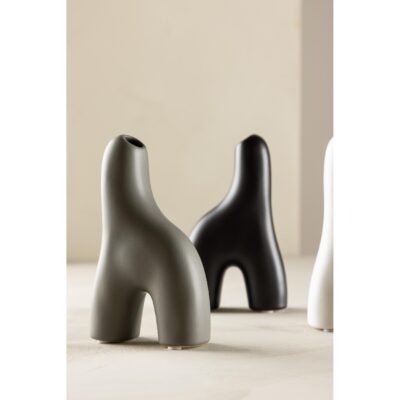 donkergrijze keramische vaas 16 cm afbeelding 9