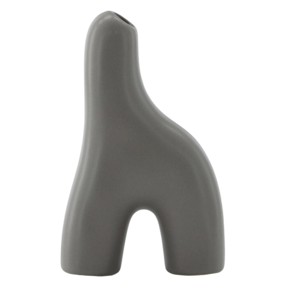 donkergrijze keramische vaas 16 cm afbeelding 1