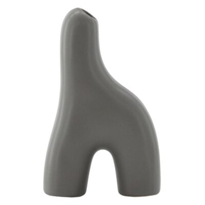 donkergrijze keramische vaas 16 cm afbeelding 1