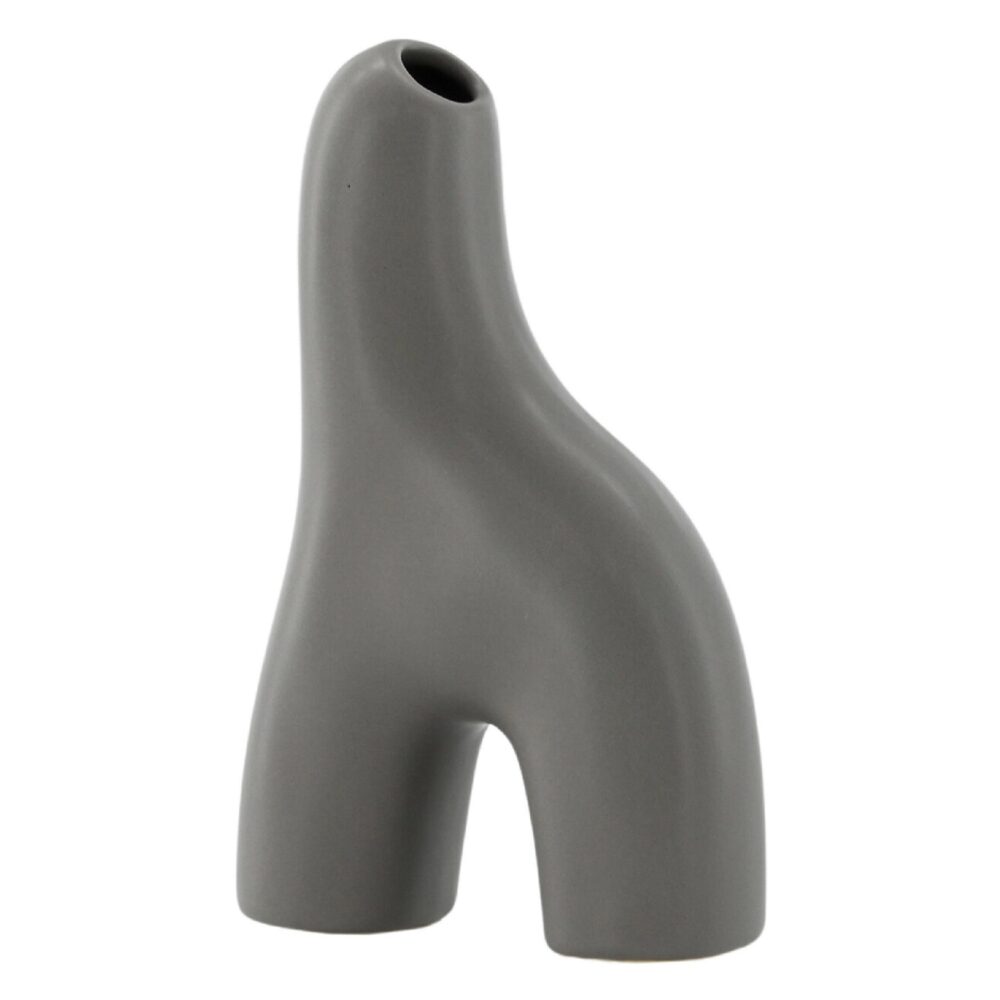 donkergrijze keramische vaas 16 cm afbeelding 2