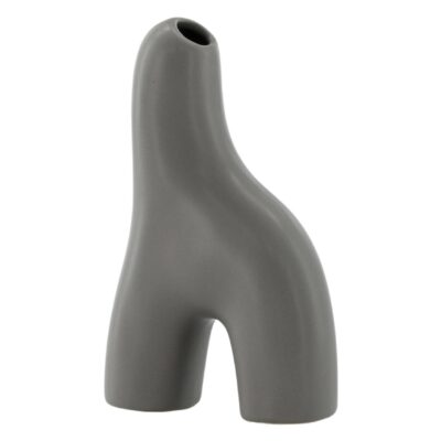 donkergrijze keramische vaas 16 cm afbeelding 2