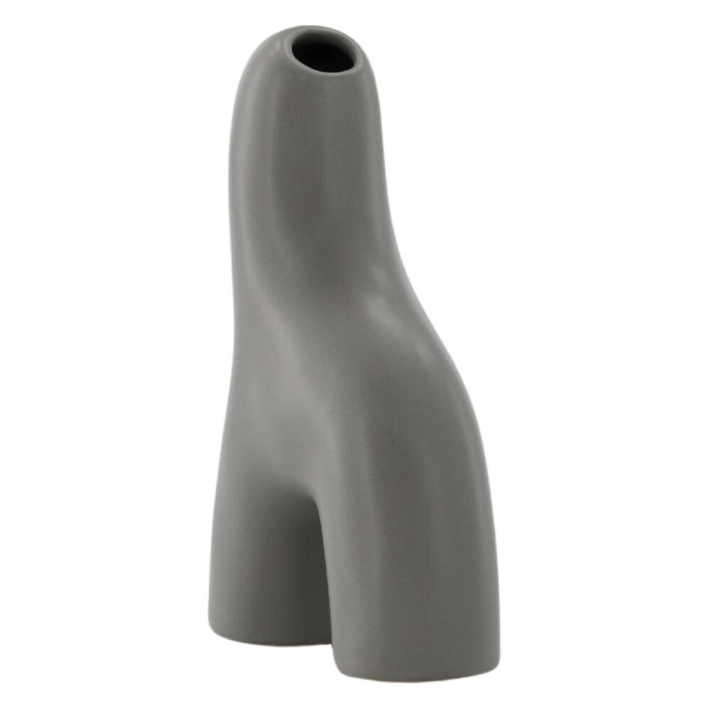donkergrijze keramische vaas 16 cm afbeelding 3