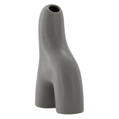 donkergrijze keramische vaas 16 cm afbeelding 3