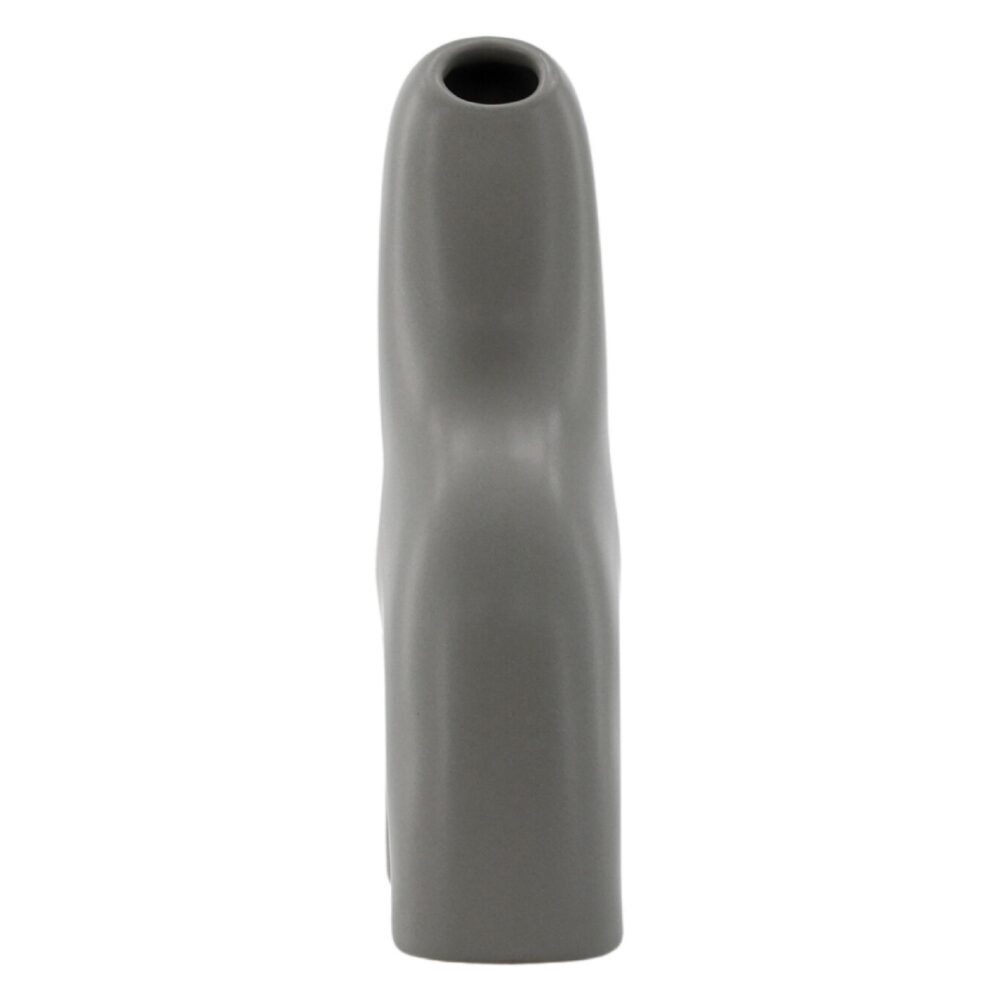 donkergrijze keramische vaas 16 cm afbeelding 4