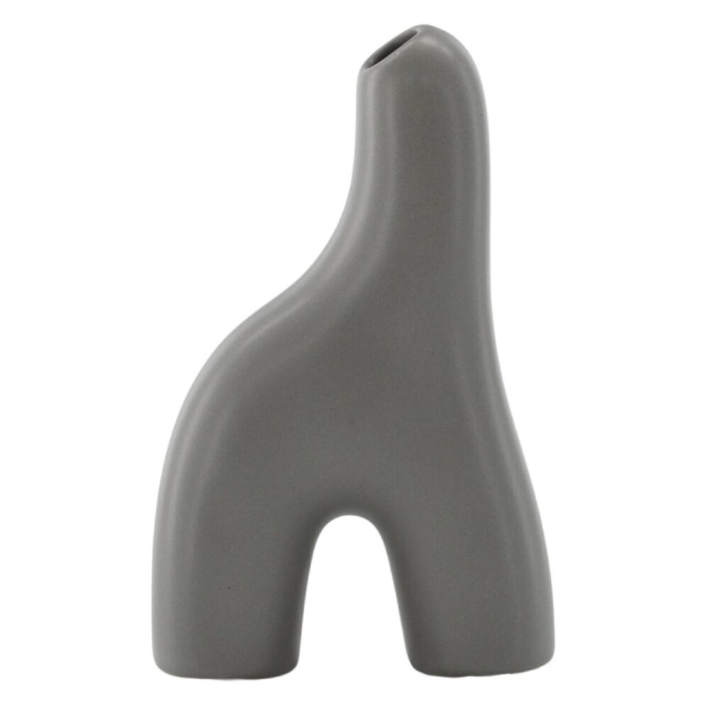 donkergrijze keramische vaas 16 cm afbeelding 7