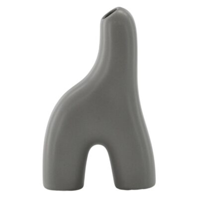 donkergrijze keramische vaas 16 cm afbeelding 7