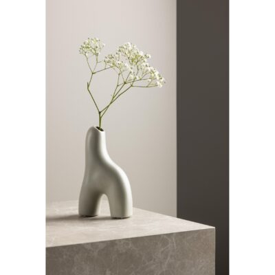 lichtgrijze keramische vaas 16 cm afbeelding 9
