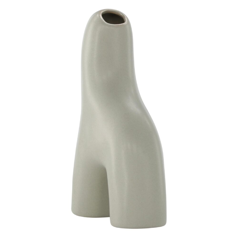 lichtgrijze keramische vaas 16 cm afbeelding 3