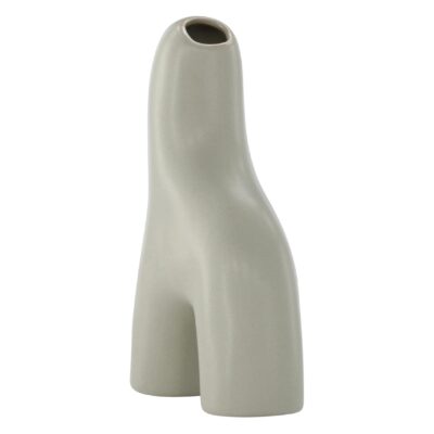 lichtgrijze keramische vaas 16 cm afbeelding 3
