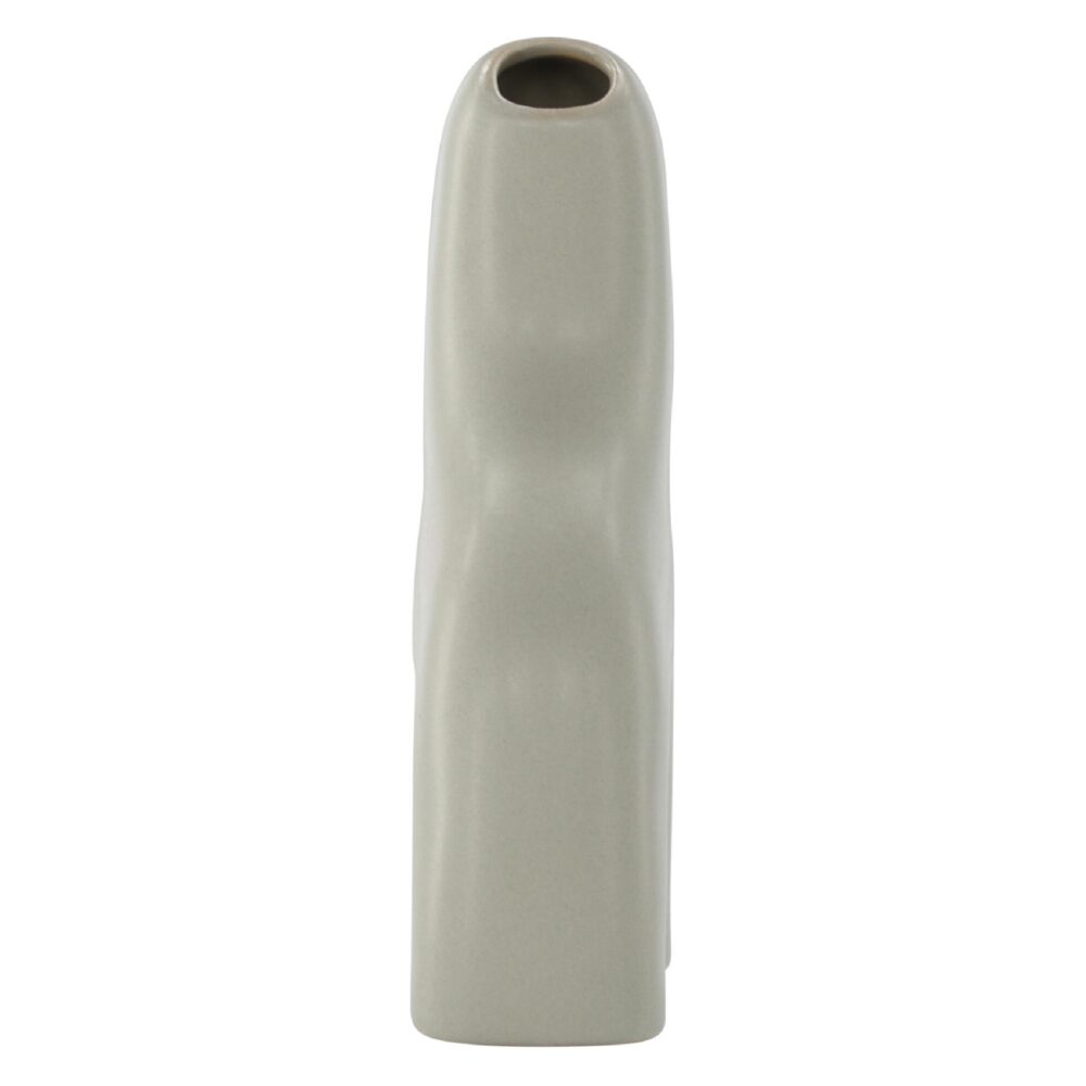 lichtgrijze keramische vaas 16 cm afbeelding 4