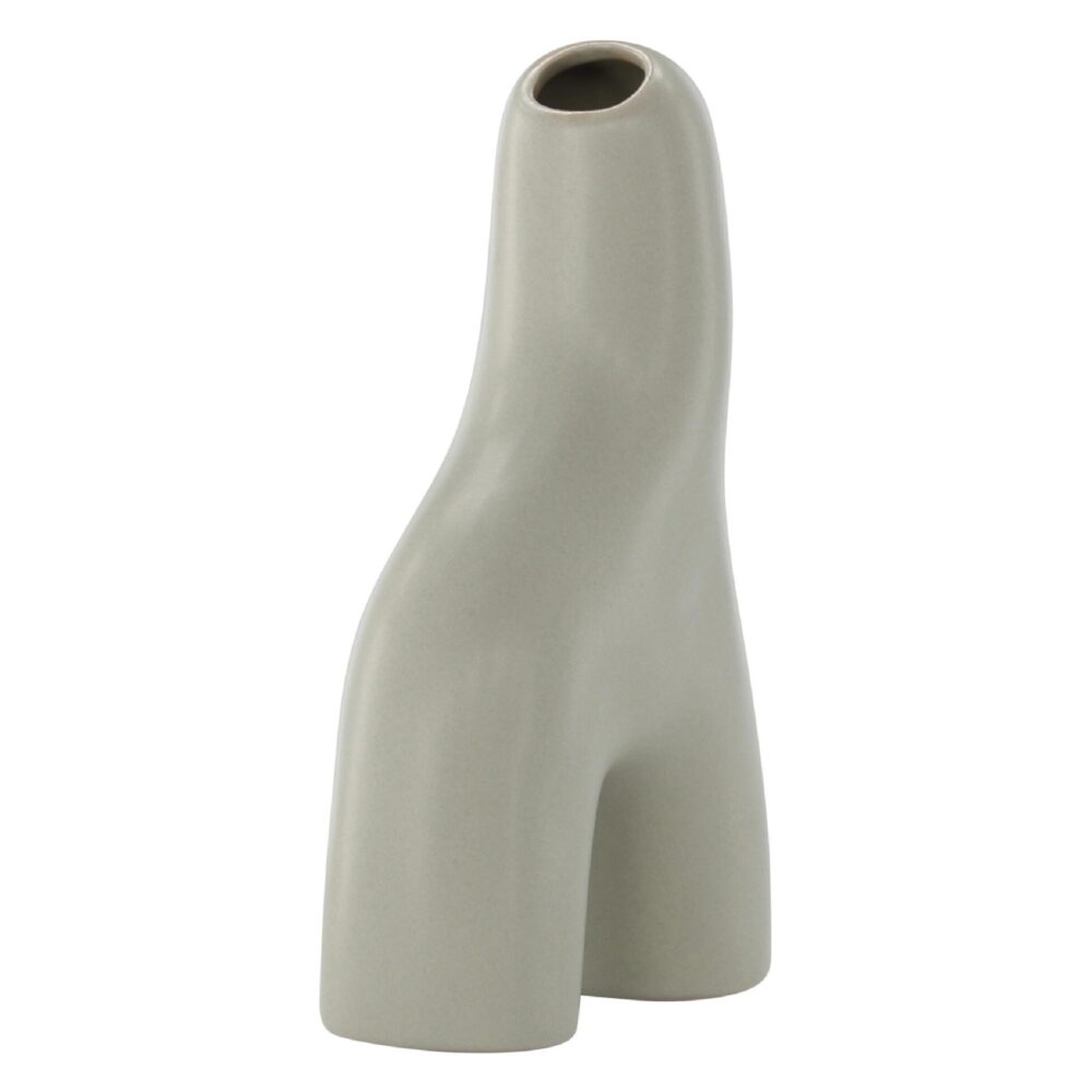 lichtgrijze keramische vaas 16 cm afbeelding 5