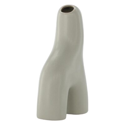 lichtgrijze keramische vaas 16 cm afbeelding 5