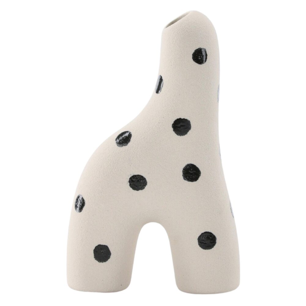 witte keramische vaas met zwarte stippen afbeelding 1