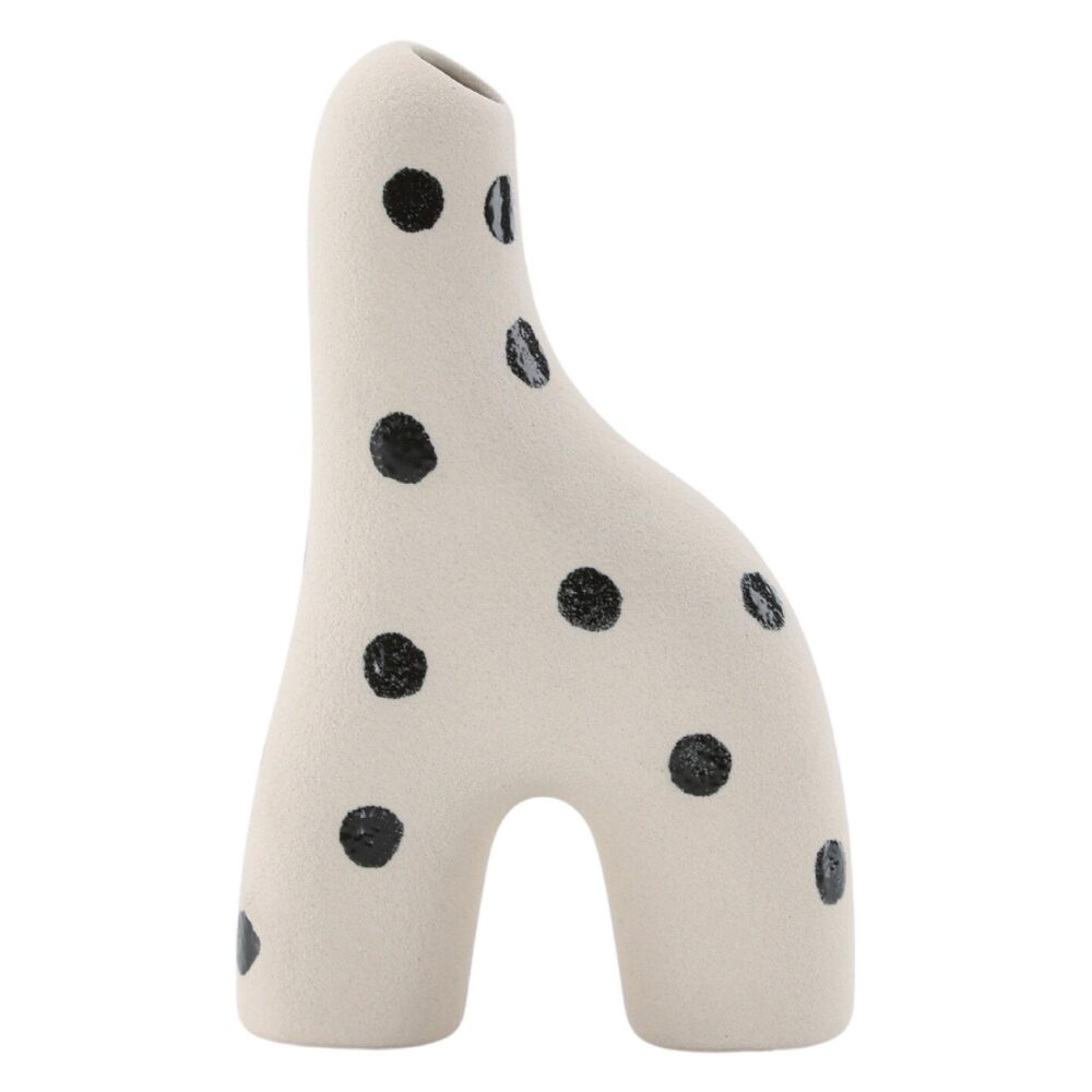 witte keramische vaas met zwarte stippen afbeelding 7