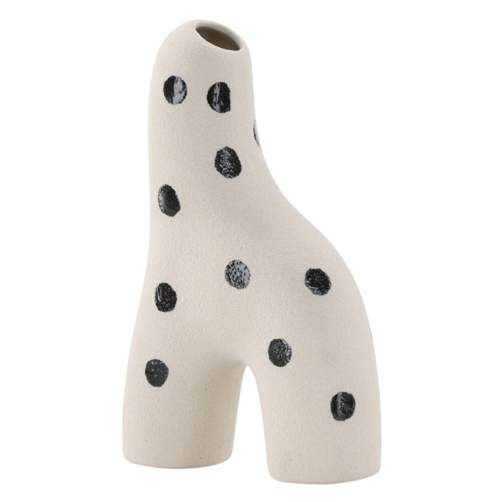 witte keramische vaas met zwarte stippen afbeelding 8