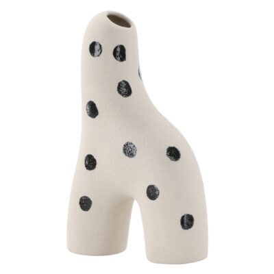witte keramische vaas met zwarte stippen afbeelding 8