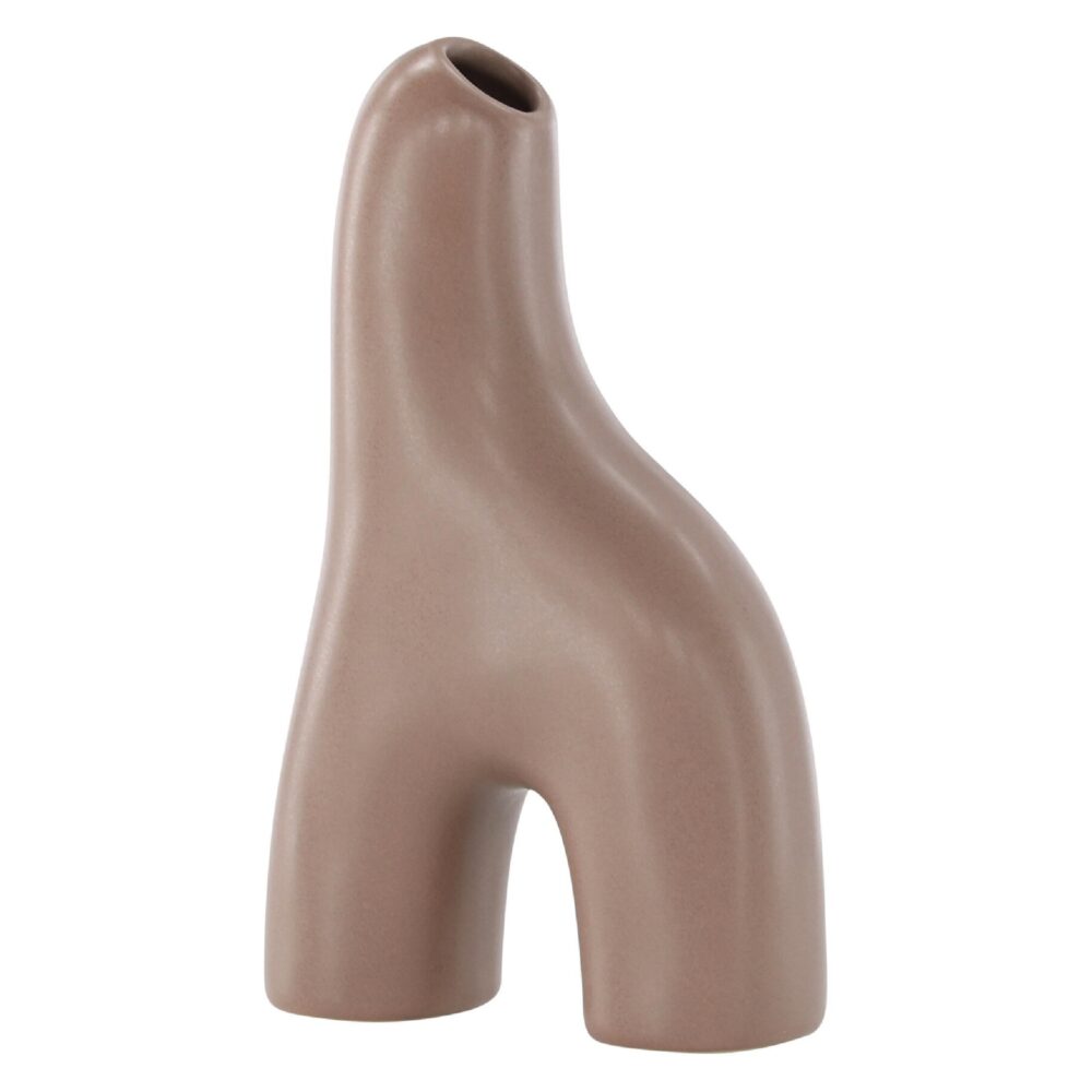 bruine keramische vaas 16 cm afbeelding 2