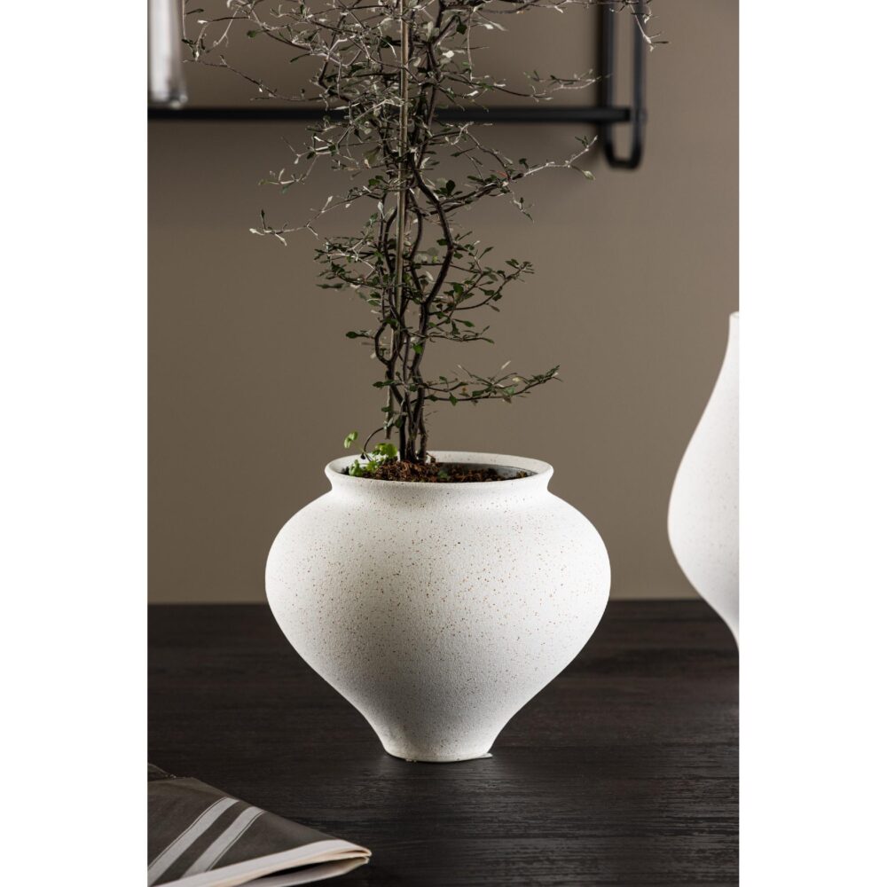 witte keramische vaas met zwarte stippen afbeelding 2