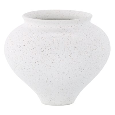 witte keramische vaas met zwarte stippen afbeelding 1