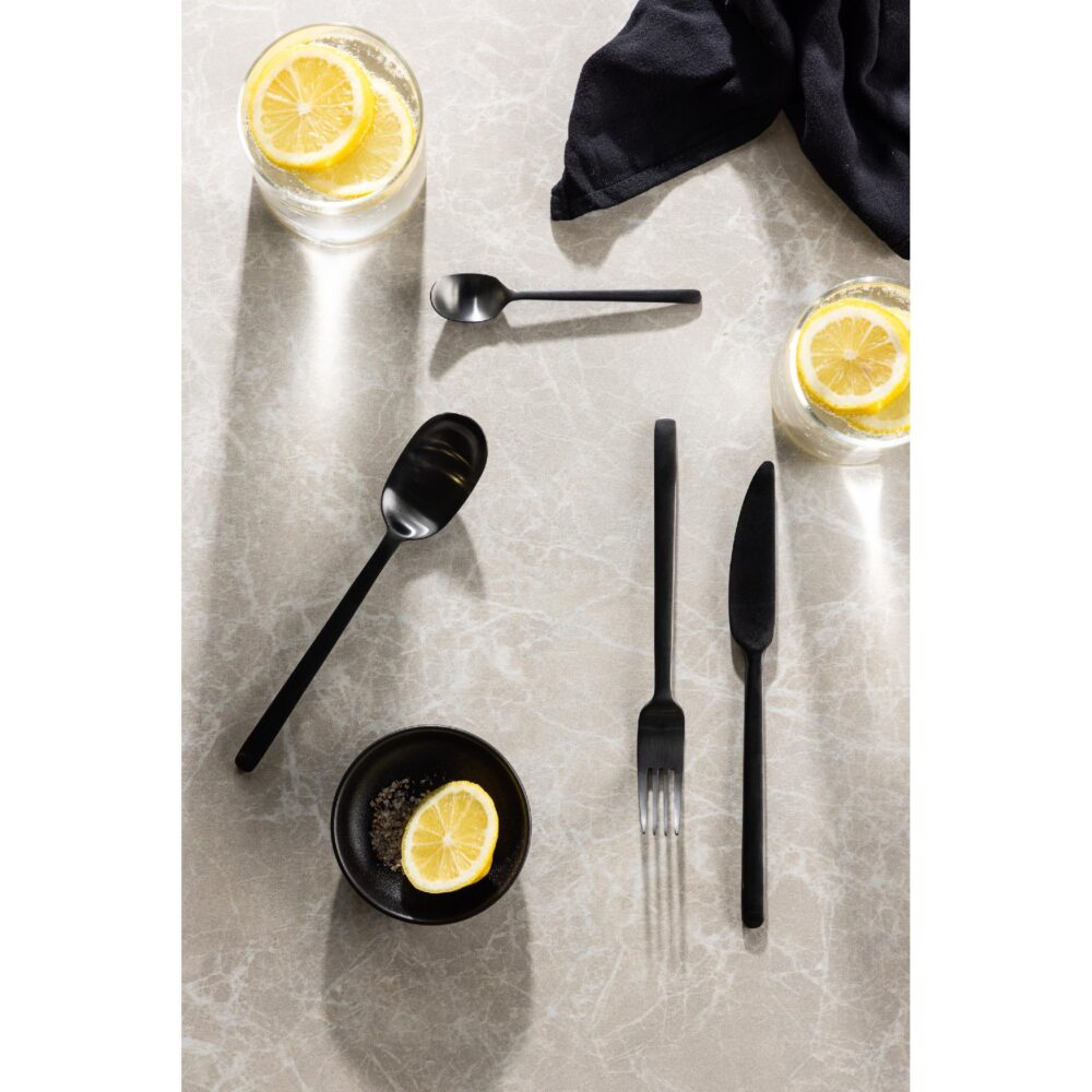 mat zwarte bestekset 24-delig afbeelding 2
