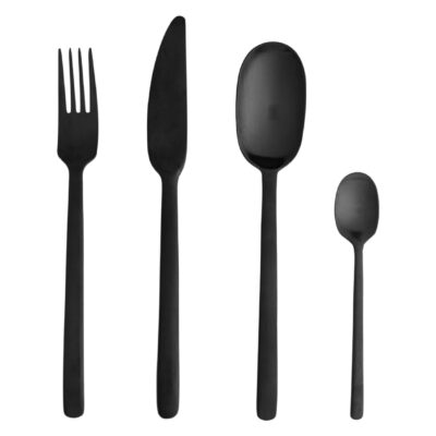 mat zwarte bestekset 24-delig afbeelding 1