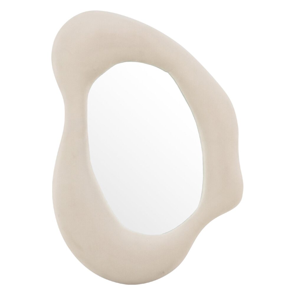 organische beige wandspiegel fluweel 49x70 afbeelding 1
