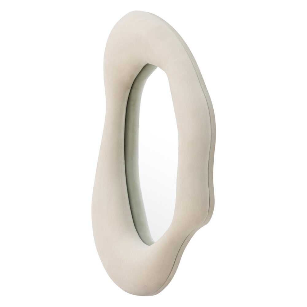 organische beige wandspiegel fluweel 49x70 afbeelding 3
