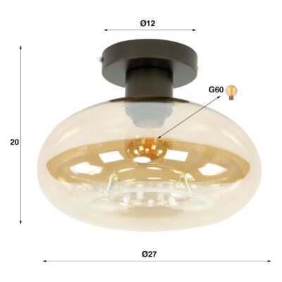 amber glazen plafondlamp Lume afbeelding 2