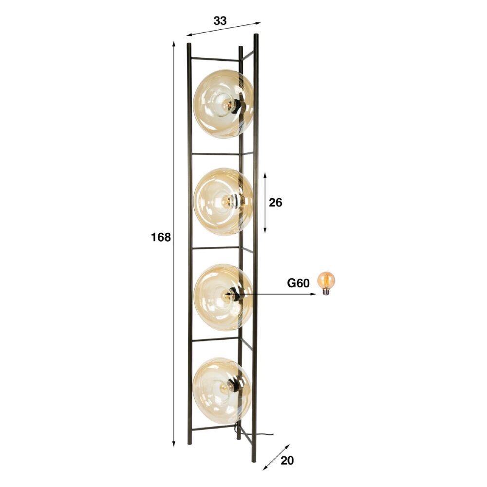 vloerlamp Lume amber glas afbeelding 2