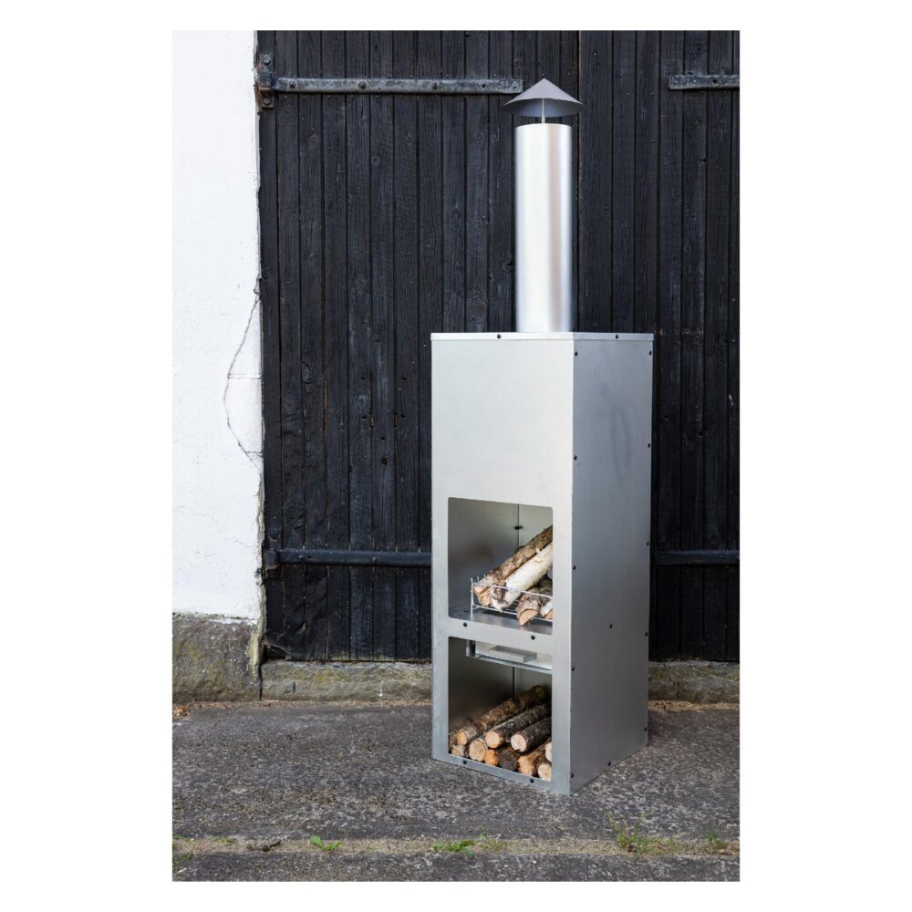 zilveren buitenhaard met schoorsteen afbeelding 4